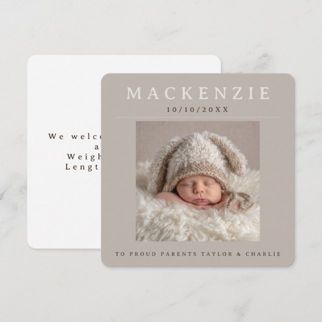 Tarjeta Pequeña Photo New Baby Photo Personalized 2 sided (Anverso / Reverso)