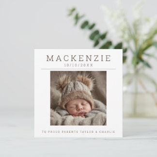 Tarjeta Pequeña Photo New Baby Photo Personalized 2 sided