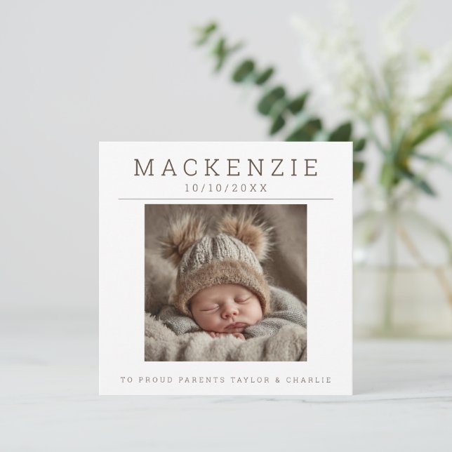 Tarjeta Pequeña Photo New Baby Photo Personalized 2 sided (Anverso de pie)