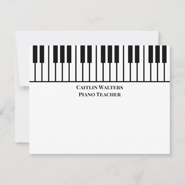 Tarjeta Pequeña Piano Teacher Personal Stationery (Anverso)