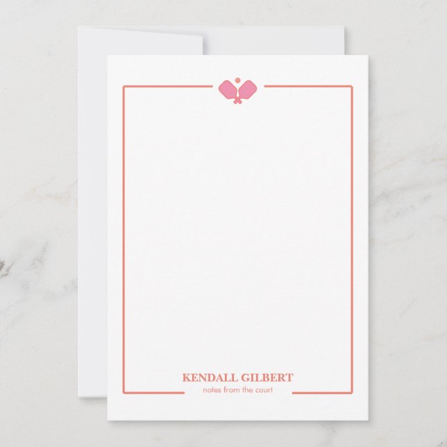 Tarjeta Pequeña Pickleball Personalized Notecard | Custom Name (Anverso)