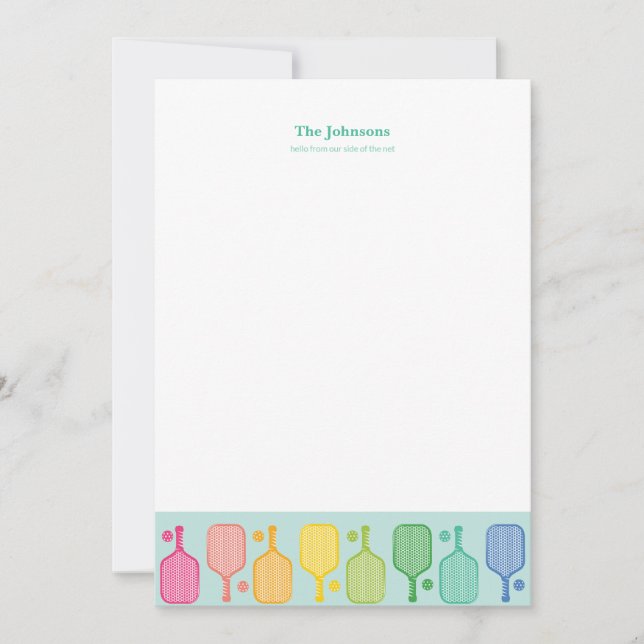 Tarjeta Pequeña Pickleball Personalized Stationery Note Card  (Anverso)