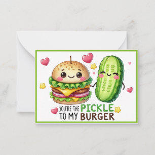 Tarjeta Pequeña Pickles y Hamburguesas Kawaii Adorables