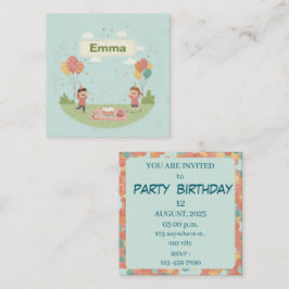 Tarjeta Pequeña Picnic de Cumpleaños, Estilo Retro Adorable
