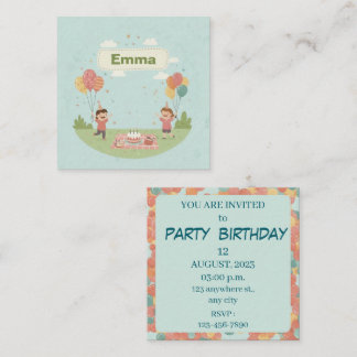 Tarjeta Pequeña Picnic de Cumpleaños, Estilo Retro Adorable