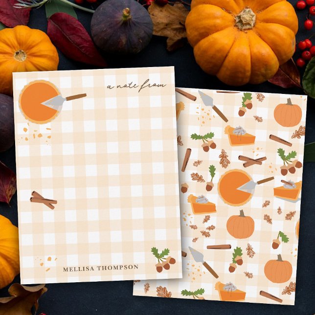 Tarjeta Pequeña Pie de calabaza Día de Acción de Gracias otoño (Pumpkin Pie Autumn Fall Thanksgiving Note Card)
