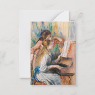 Tarjeta Pequeña Pierre Auguste Renoir - Jóvenes Chicas en el piano