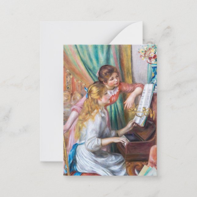 Tarjeta Pequeña Pierre Auguste Renoir - Jóvenes Chicas en el piano (Anverso)