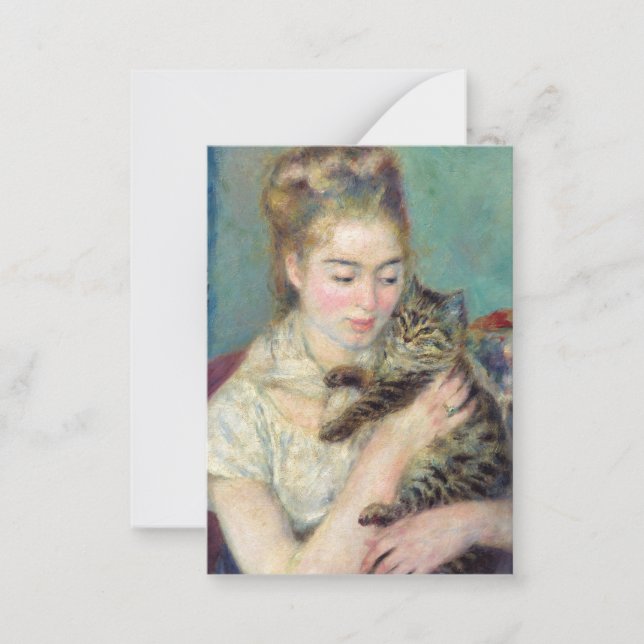 Tarjeta Pequeña Pierre-Auguste Renoir - Mujer con un gato (Anverso)