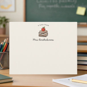 Tarjeta Pequeña Pila de libros y profesor personalizado de la escu