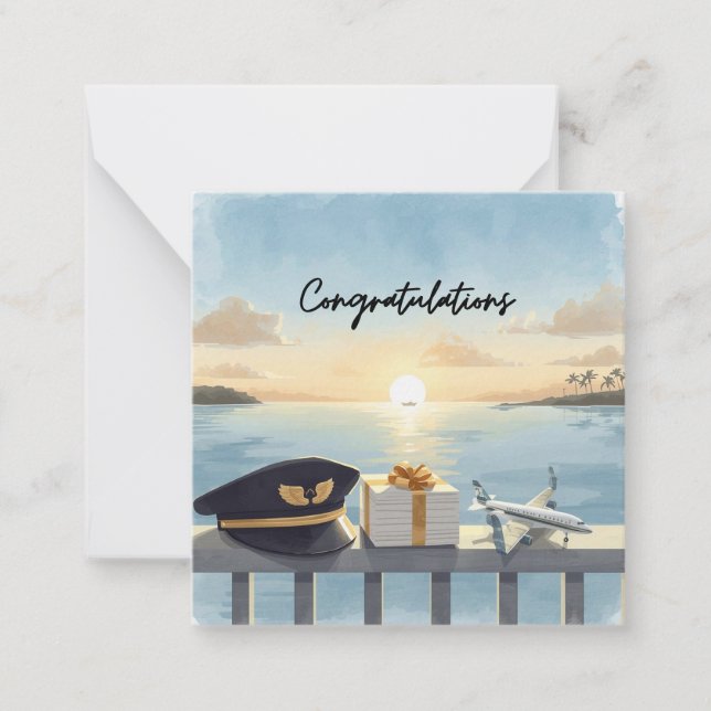 Tarjeta Pequeña Pilot Congratulations Note Card – Elegant Aviation (Anverso)