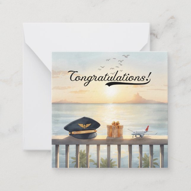 Tarjeta Pequeña Pilot Congratulations Note Card – Elegant Aviation (Anverso)