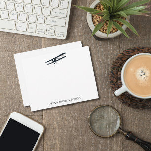 Tarjeta Pequeña Piloto de Avión Antiguo Aviador Moderno Personaliz