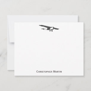 Tarjeta Pequeña Piloto De Avión Vintage Retro Gris Moderno Elegant