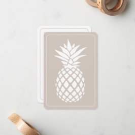 Tarjeta Pequeña Piña Blanca Elegante sobre Beige