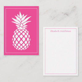 Tarjeta Pequeña Piña Blanca Elegante sobre Rosa
