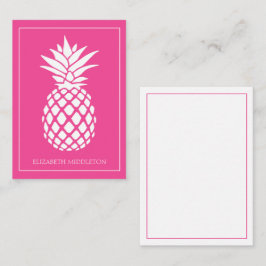 Tarjeta Pequeña Piña Blanca Elegante sobre Rosa