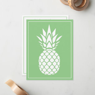 Tarjeta Pequeña Piña Blanca Elegante sobre Verde Salvia