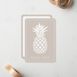 Tarjeta Pequeña Piña blanca perrito en beige