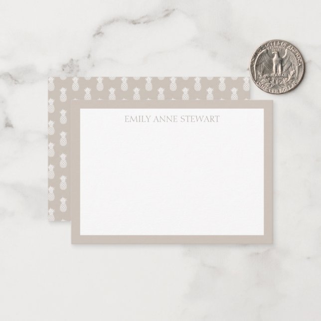 Tarjeta Pequeña Piñas blancas adormidera en beige (Anverso/Reverso In Situ)