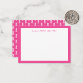 Tarjeta Pequeña Piñas Blancas Elegantes sobre Rosa