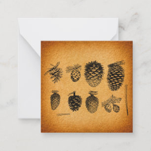 Tarjeta Pequeña Piñas Rústicas Arte de Piña Antigua Diseño