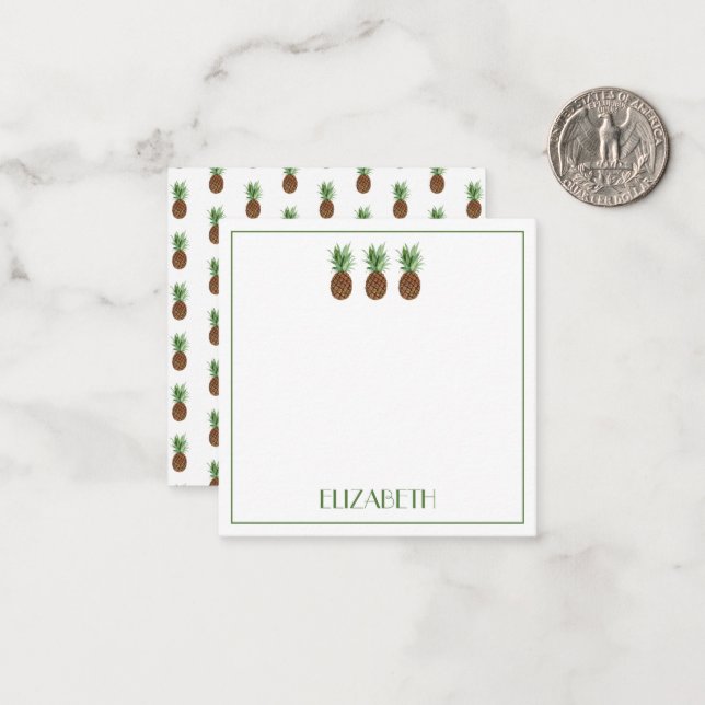 Tarjeta Pequeña Piñas tropicales de adormidera personalizada (Anverso/Reverso In Situ)