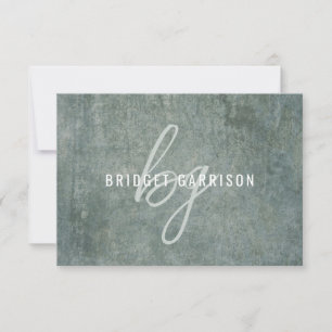 Tarjeta Pequeña Pincel gris azul de pizarra monogramada pintado