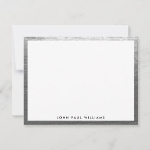 Tarjeta Pequeña Pincel gris plateado Metalizado elegante estilo mo