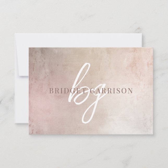 Tarjeta Pequeña Pincel Pinky Monogramado Dusty Pinky (Anverso)