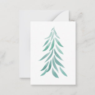 Tarjeta Pequeña Pinceladas de árbol de hoja perenne acuarela 2 