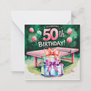 Tarjeta Pequeña Ping pong 50 cumpleaños