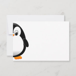 Tarjeta Pequeña Pinguino lindo negro y blanco en blanco