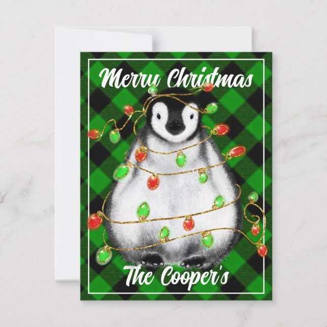 Tarjeta Pequeña Pingüino Navidad lindo animal del Ártico (Anverso)