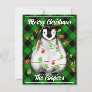 Tarjeta Pequeña Pingüino Navidad lindo animal del Ártico