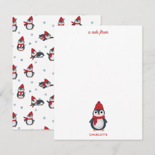 Tarjeta Pequeña Pingüinos Lindos Aves de Invierno Navidad Ártica
