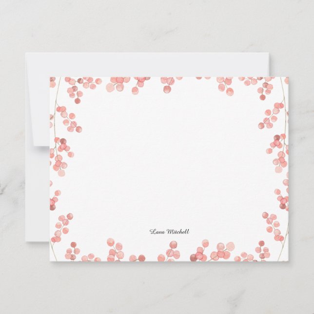 Tarjeta Pequeña Pink Baby's Breath floral acuarela (Anverso)