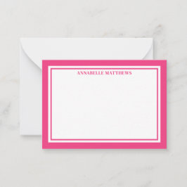 Tarjeta Pequeña Pink Border Minimalist Name Monogram