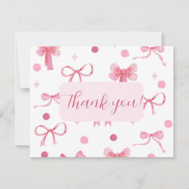Tarjeta Pequeña Pink Bow Thank you card