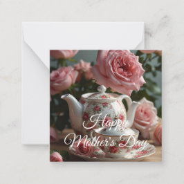 Tarjeta Pequeña Pink Cabbage Rose Tea 