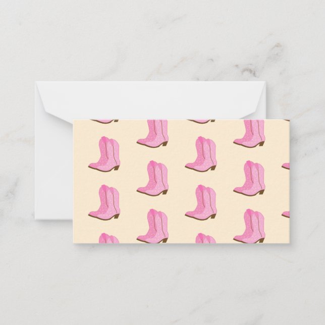 Tarjeta Pequeña Pink Cowgirl Cowboy Boots Country Texas Ranch (Anverso)
