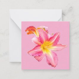 Tarjeta Pequeña Pink flower Textile stripes