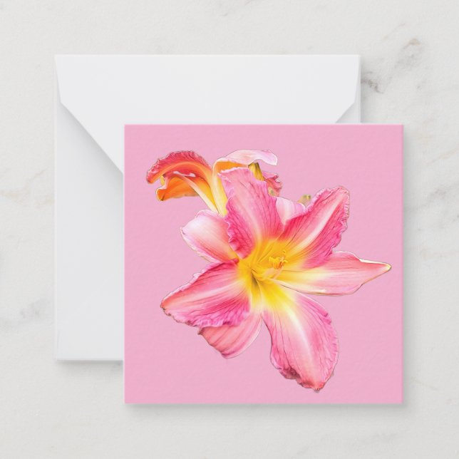 Tarjeta Pequeña Pink flower Textile stripes (Anverso)