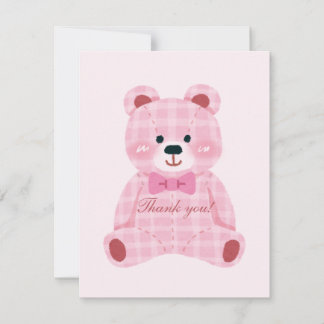 Tarjeta Pequeña Pink Gingham Teddy
