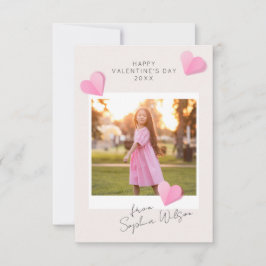 Tarjeta Pequeña Pink Paper Hearts Photo Love Happy Valentine's Day