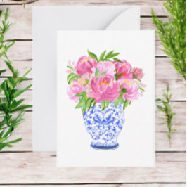 Tarjeta Pequeña Pink Peonies Chinoiserie Vase