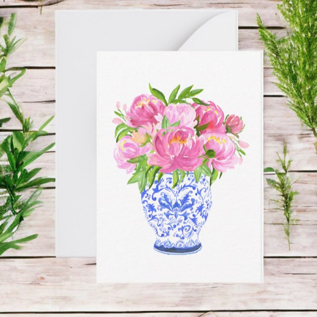 Tarjeta Pequeña Pink Peonies Chinoiserie Vase (Subido por el creador)