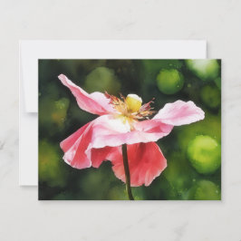 Tarjeta Pequeña Pink Poppy Flower Floral Art Note Card Set