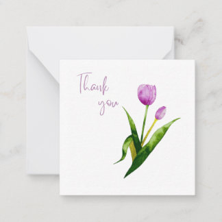 Tarjeta Pequeña Pink Tulip Thank You Flat Notecard 