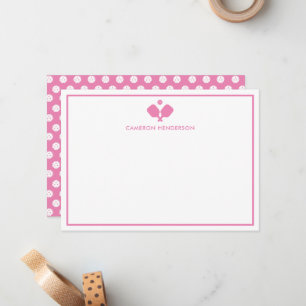 Tarjeta Pequeña Pink White Personalizada Nombre Fun Pickleball